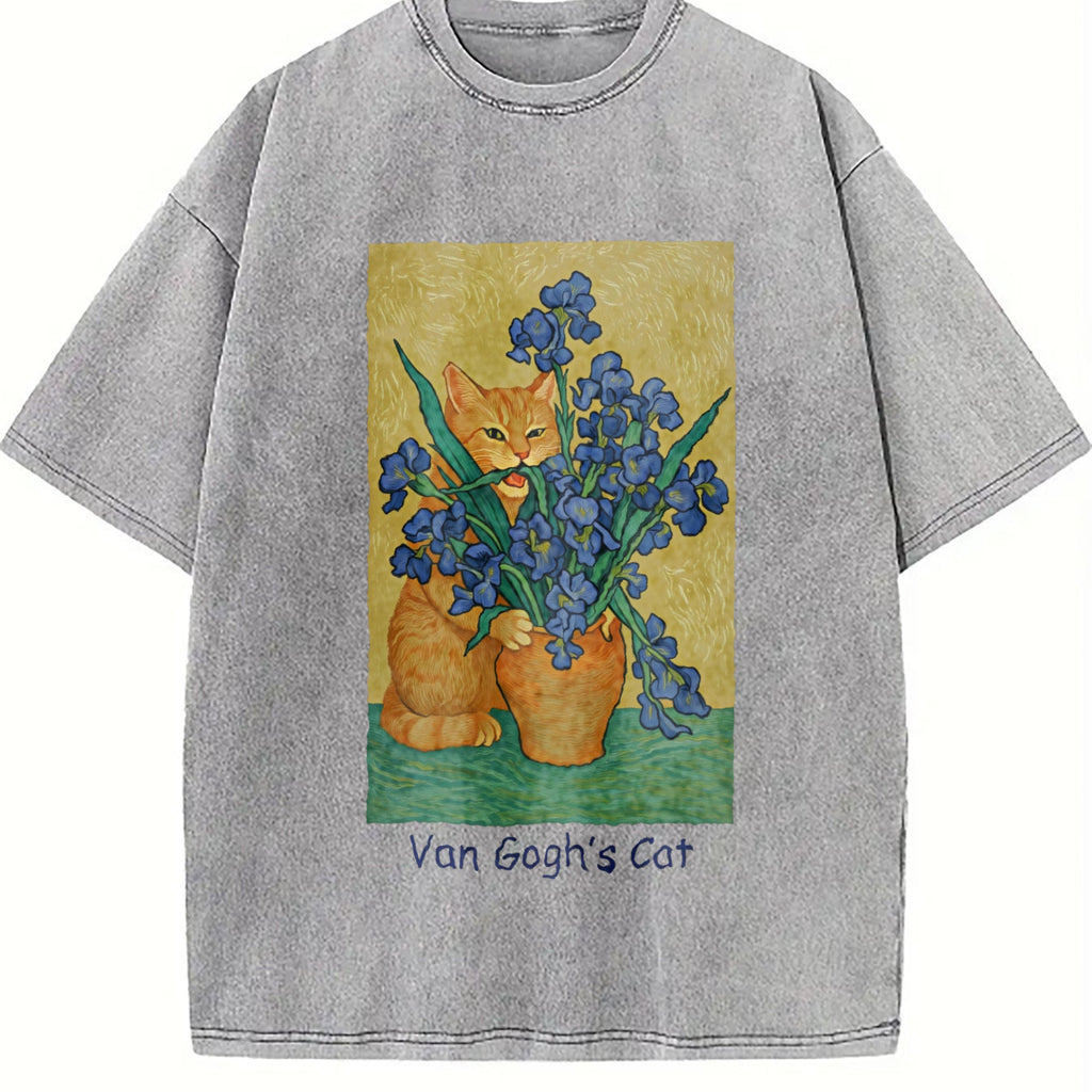 Van Gogh Cat Vintage Washed T-Shirt product image 5
