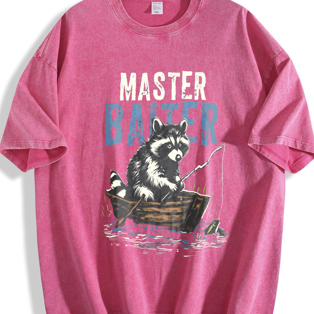 Master Baiter Raccoon Fishing Vintage Washed T-Shirt product image 7