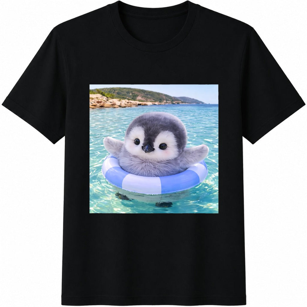 Cute Baby Penguin Float Cotton T-Shirt product image 1