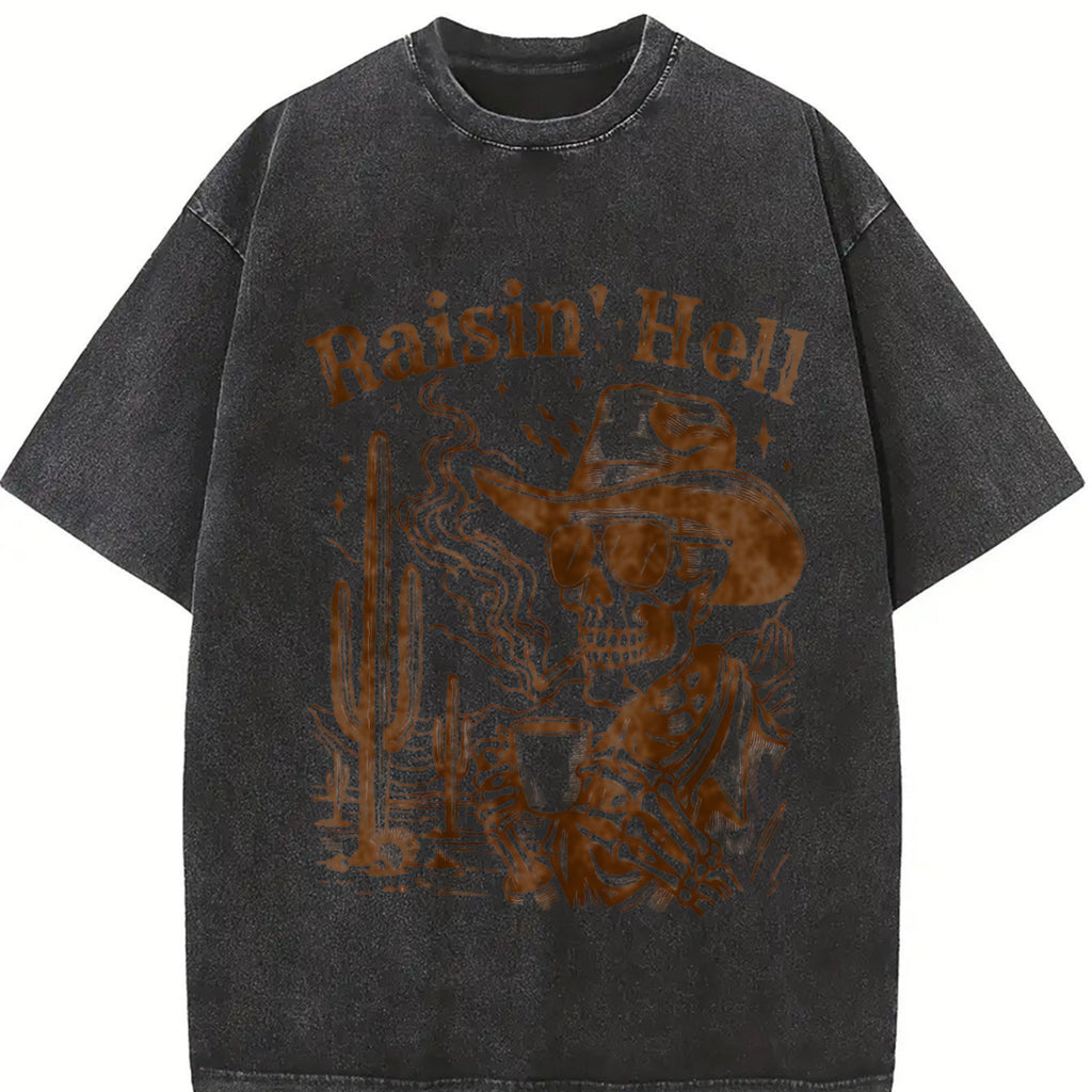 Skeleton Raisin' 90s Vintage Washed T-Shirt product image 2