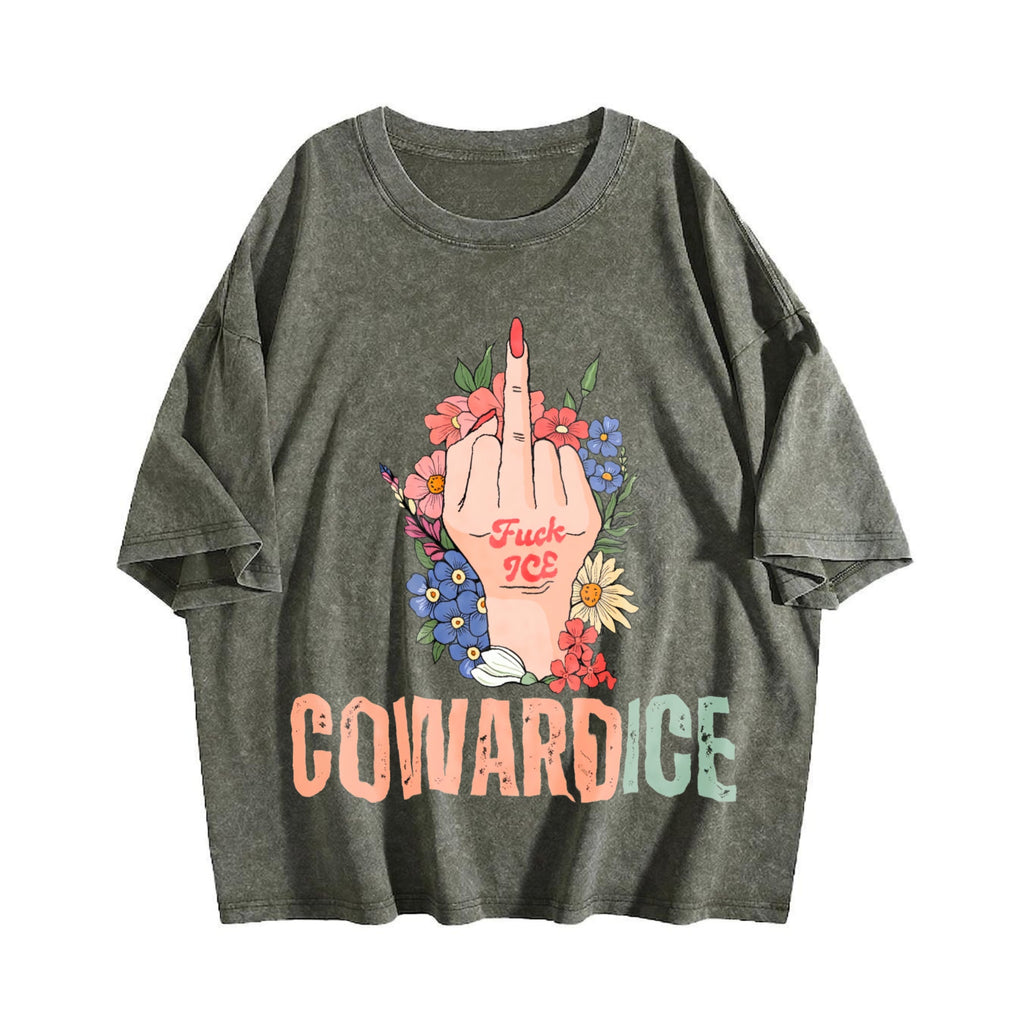 Cowardice Anti Ice Vintage Washed T-Shirt product image 4