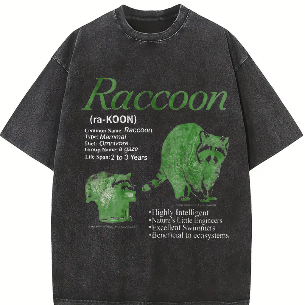 Raccoon Infographic Vintage Washed T-Shirt product image 2