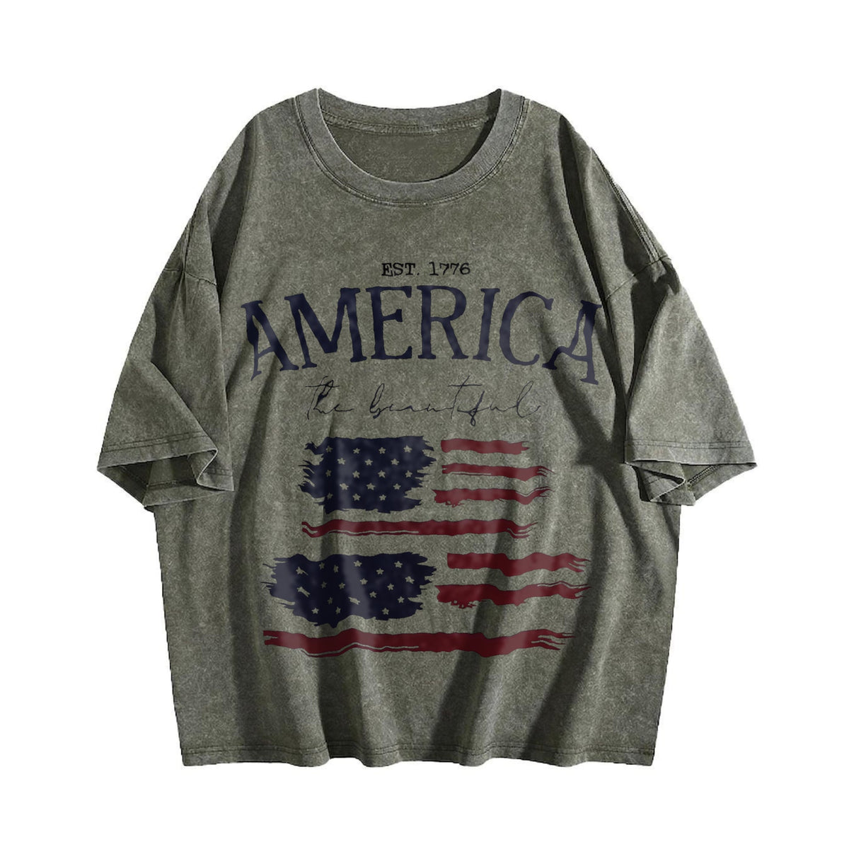 America The Beautiful Est 1776 Flag Vintage Washed T-Shirt product image 4