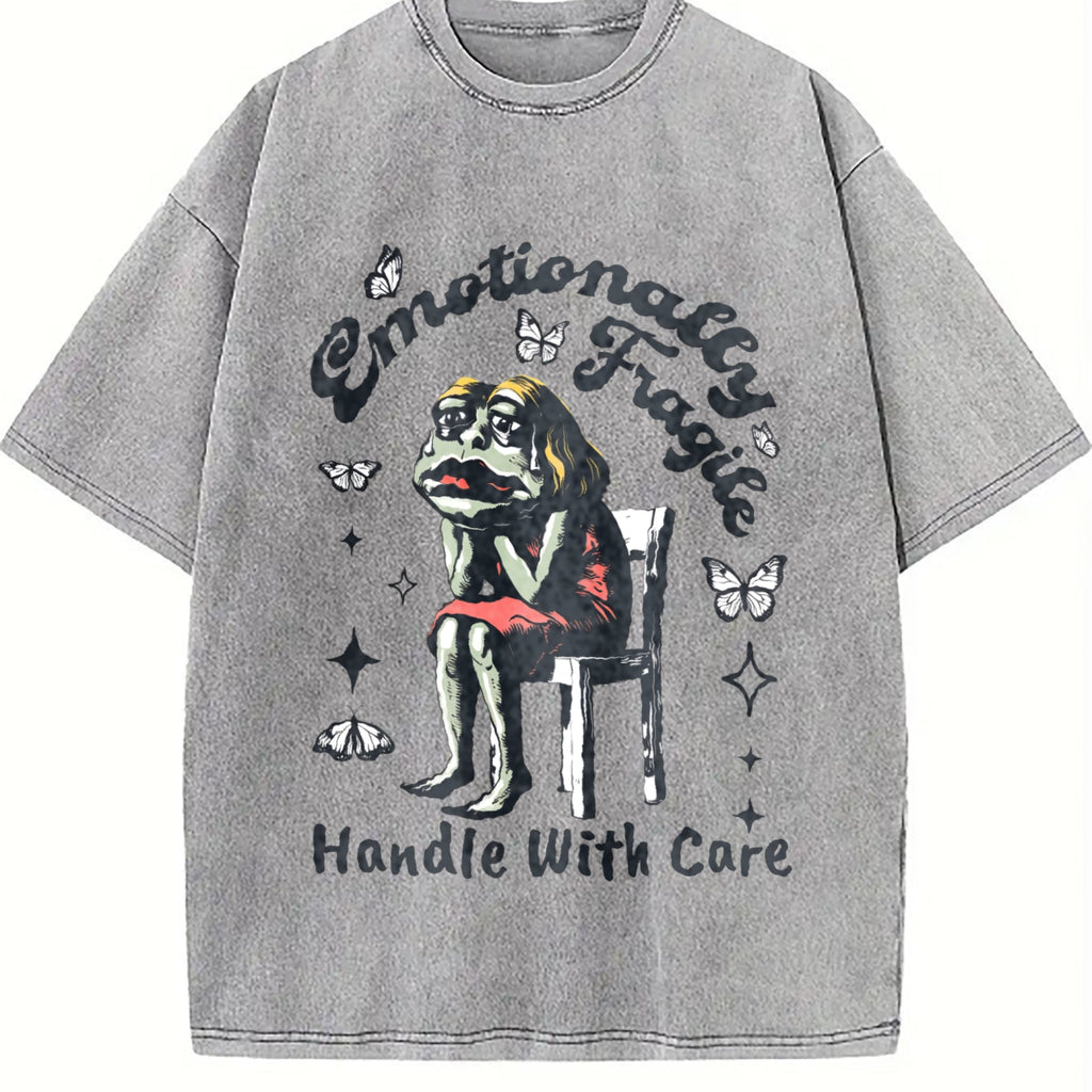 Frog Woman With Tears Emotionally Vintage Washed T-Shirt product image 5