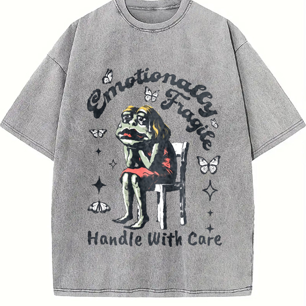 Frog Woman With Tears Emotionally Vintage Washed T-Shirt product image 5