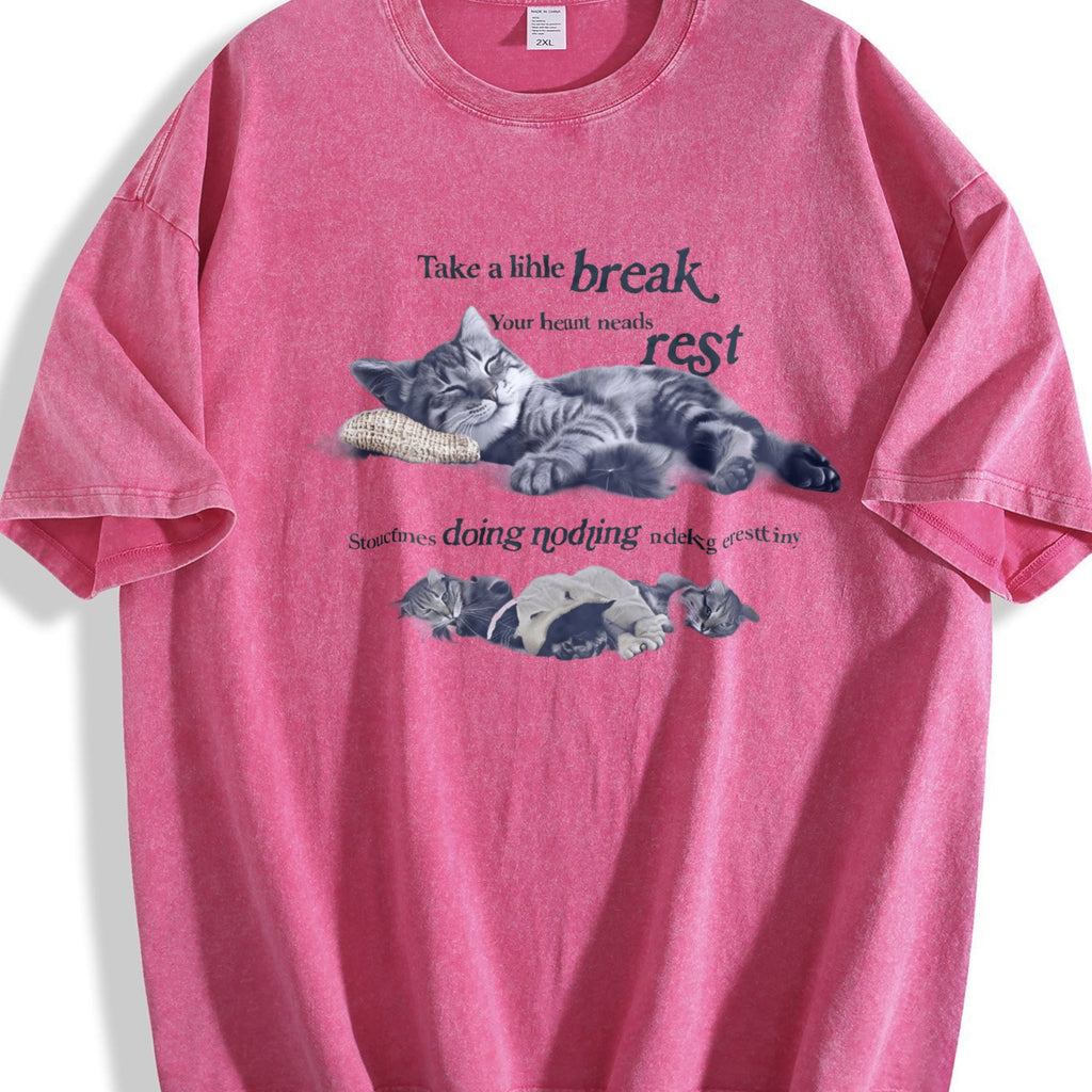 Y2K Relaxing Cat Vintage Washed T-Shirt product image 7