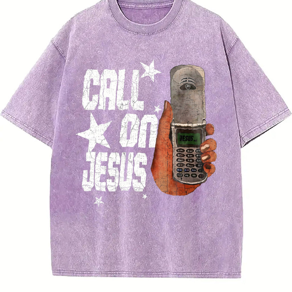 Call On Jesus Flip Phone White Religious Vintage Washed product image 6