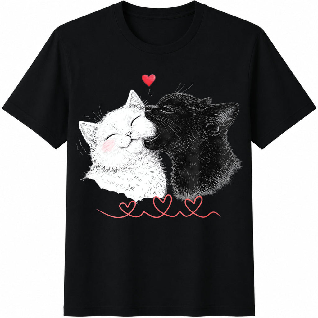 Cat Love Black White Cats Cotton T-Shirt product image 1