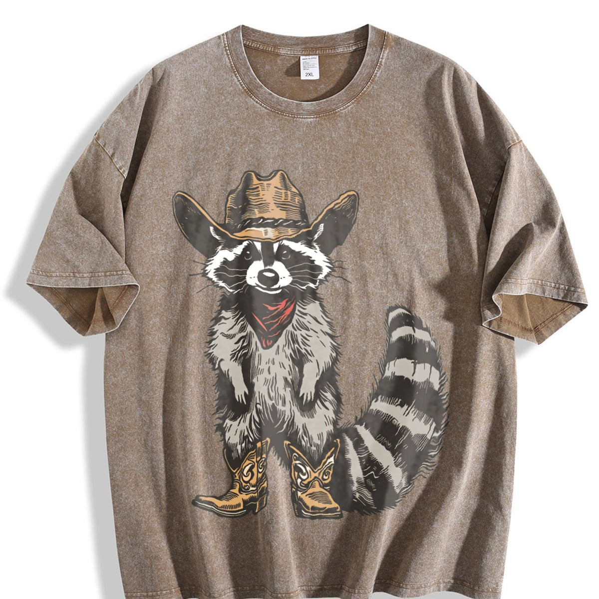 Raccoon Cowboy Vintage Washed T-Shirt product image 3