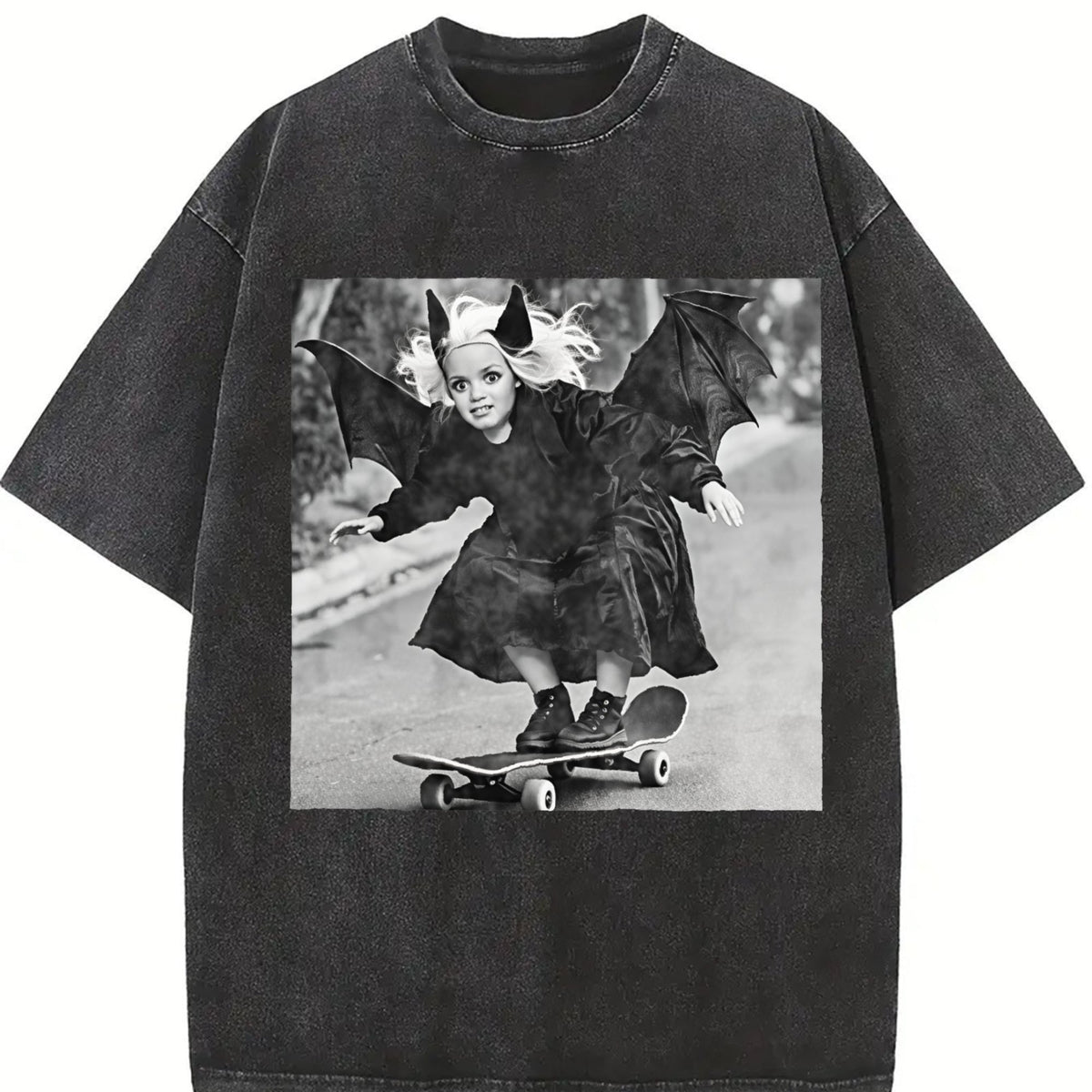 Gothic Doll Skateboarder Vintage Washed T-Shirt product image 2