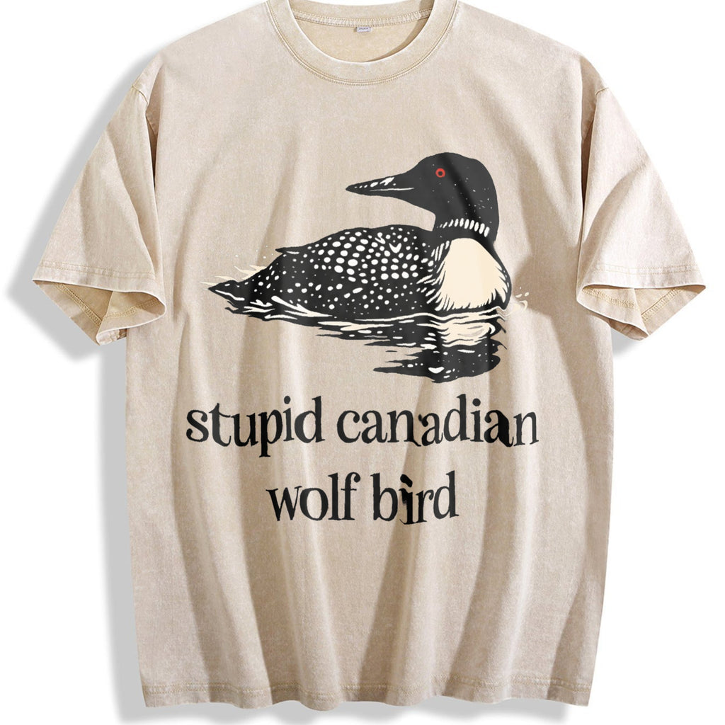 Stupid Canadian Wolf Bird Vintage Washed T-Shirt product image 1