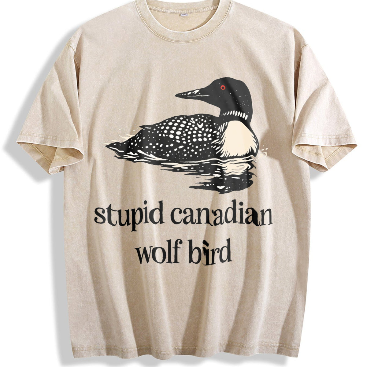 Stupid Canadian Wolf Bird Vintage Washed T-Shirt product image 1