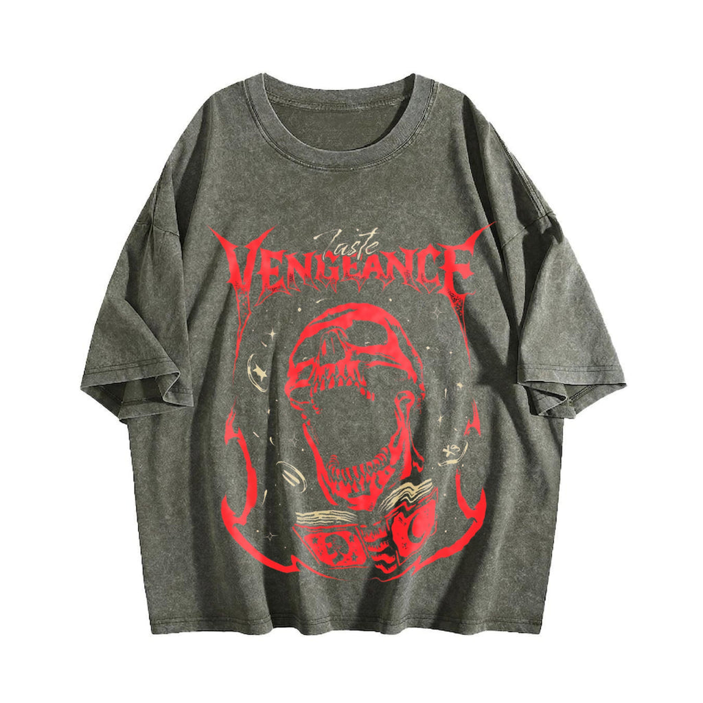 Vengeance Red Skull Vintage Washed T-Shirt product image 4