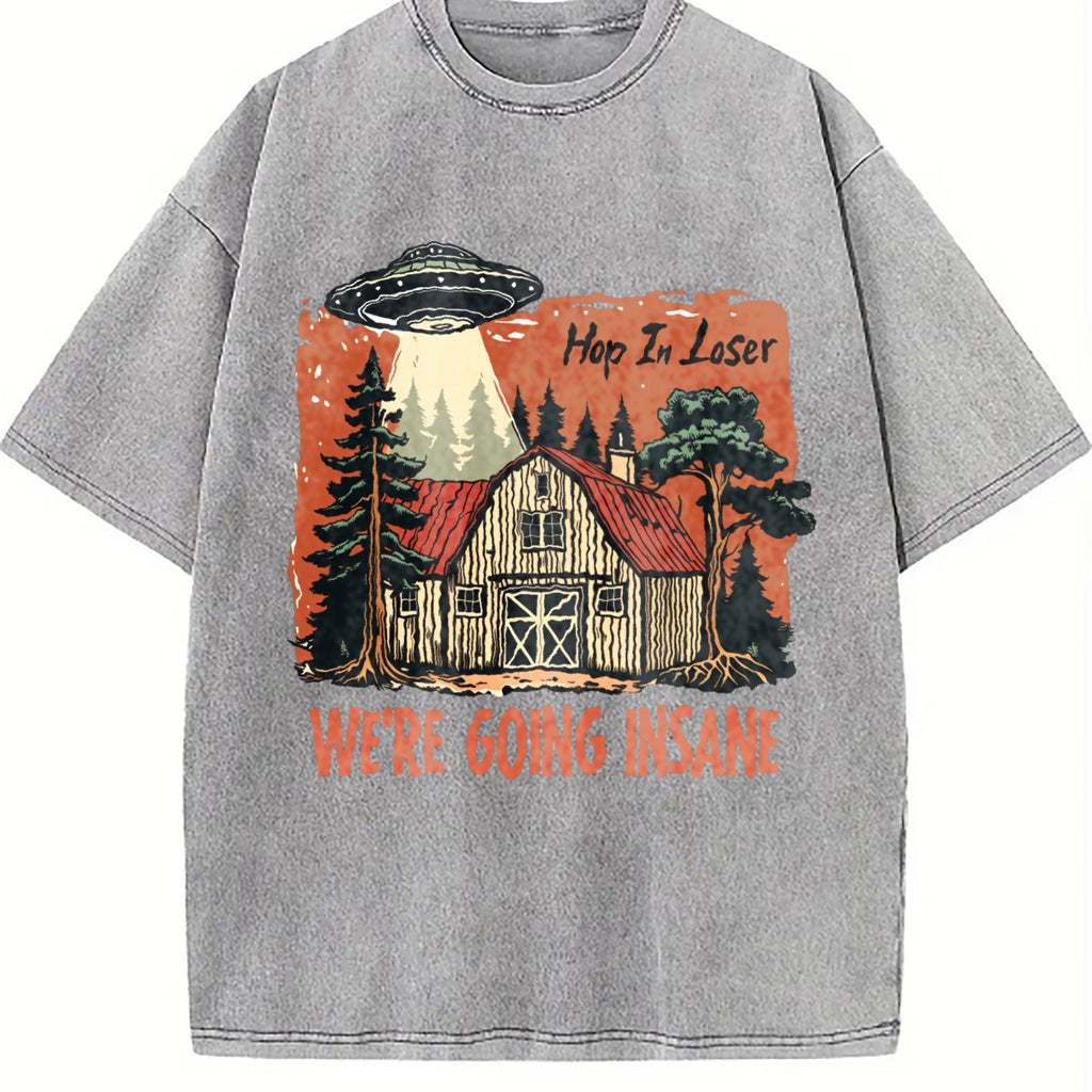 UFO Get In Loser We're Going Insane Y2K Vintage Washed product image 5