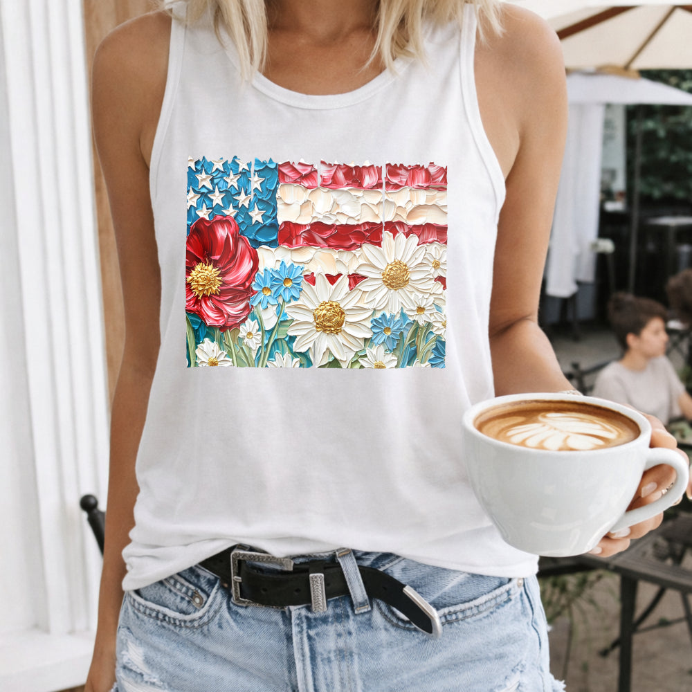 Floral 4th Of July Women's Tank Top