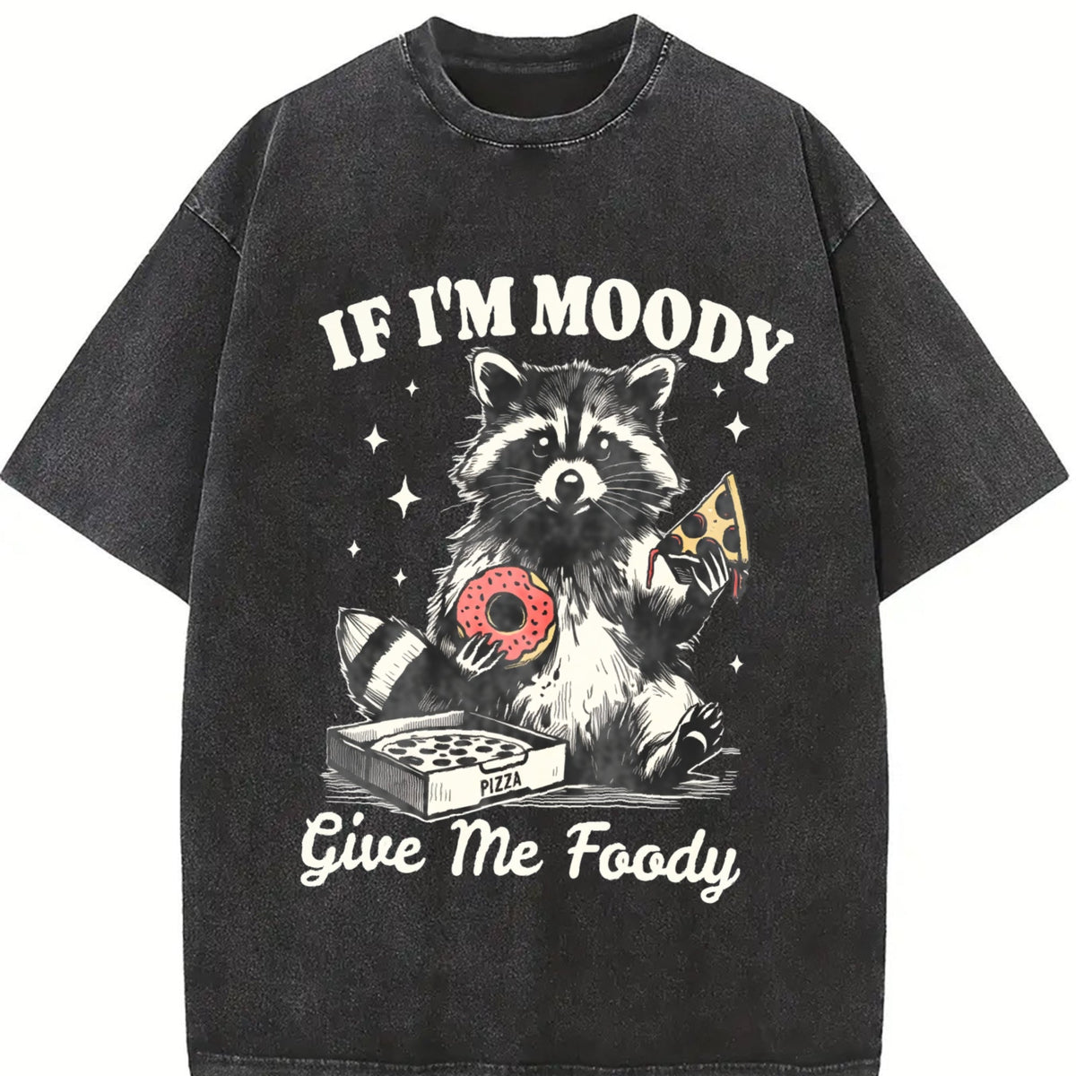 Raccoon If I'm Moody Give Me Foody Vintage Washed T-Shirt product image 2