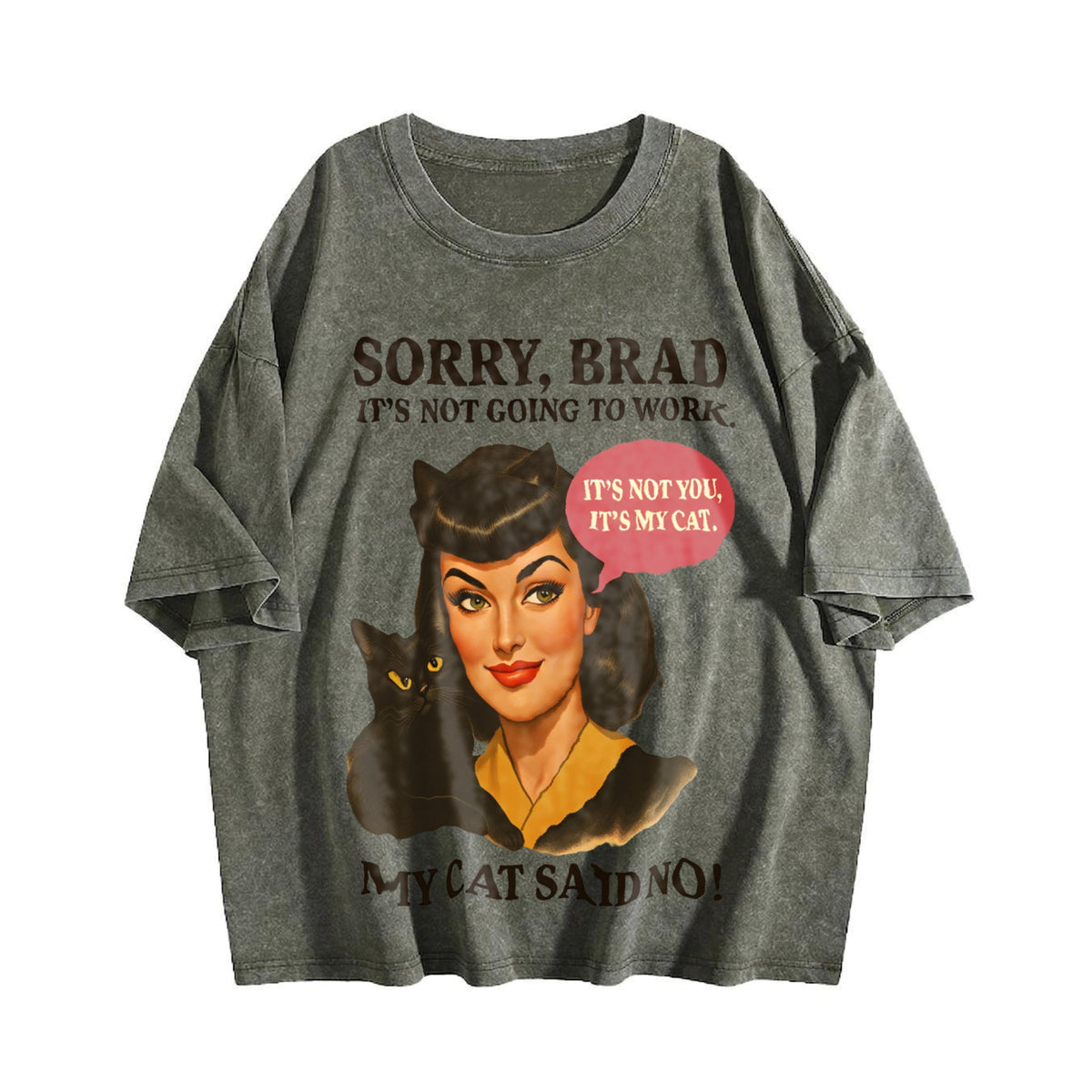 Funny Cat Sorry Brad Vintage Washed T-Shirt product image 4