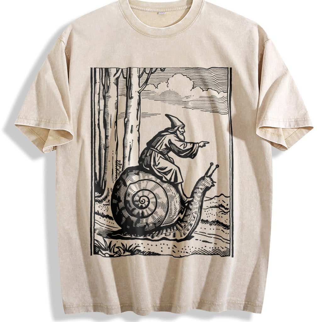Medieval Snail Rider Vintage Washed T-Shirt product image 1