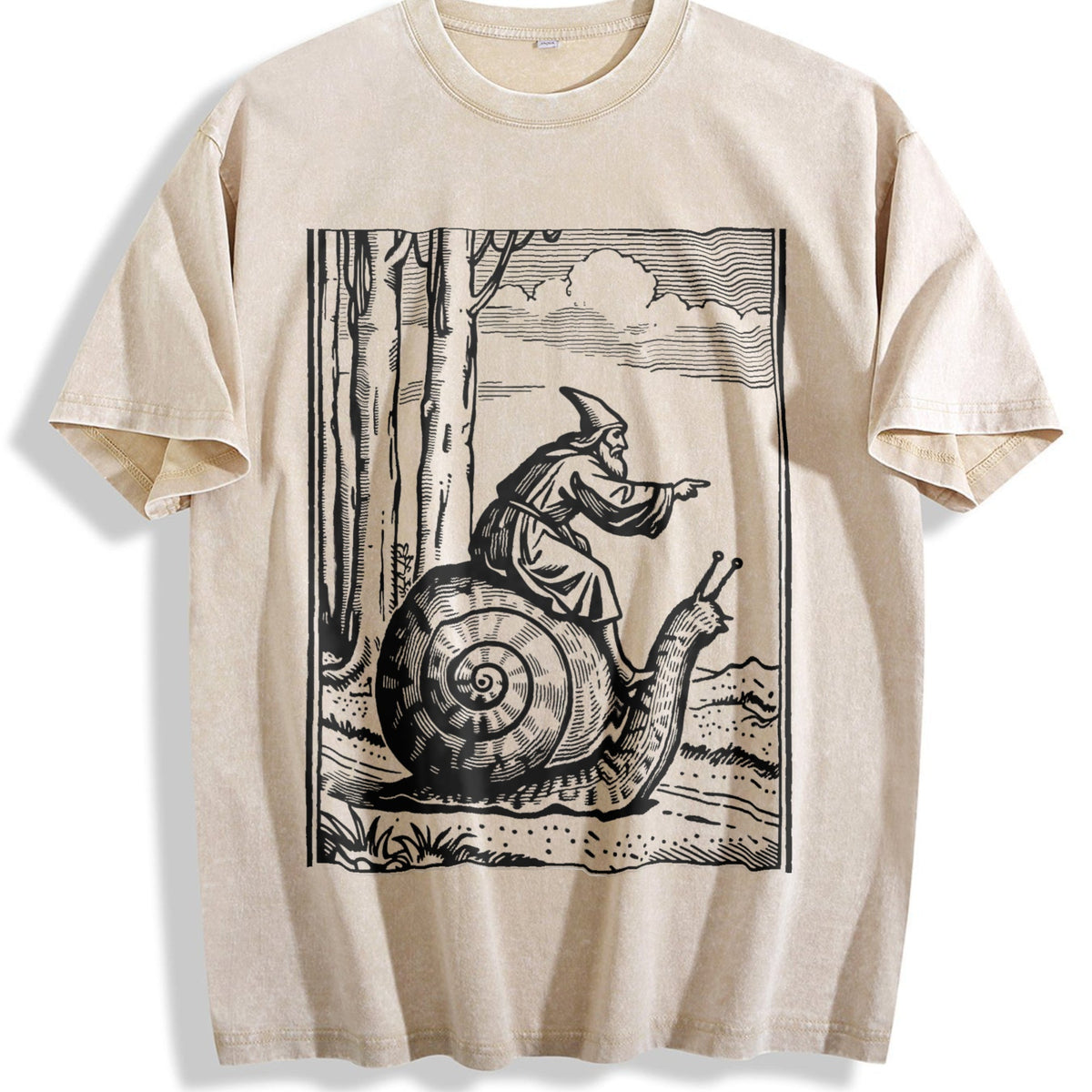 Medieval Snail Rider Vintage Washed T-Shirt product image 1