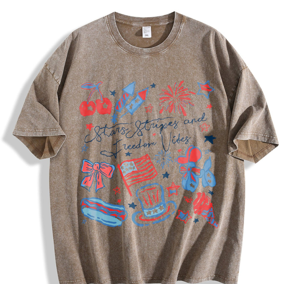 Girly American Vibes With Stars Vintage Washed T-Shirt product image 3