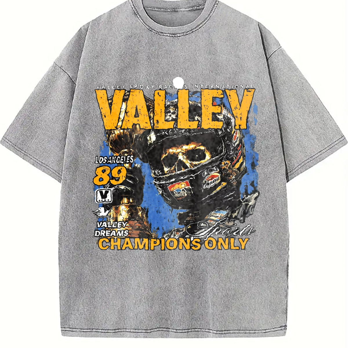 Valley Champions Only Racing Skull Vintage Washed T-Shirt product image 5