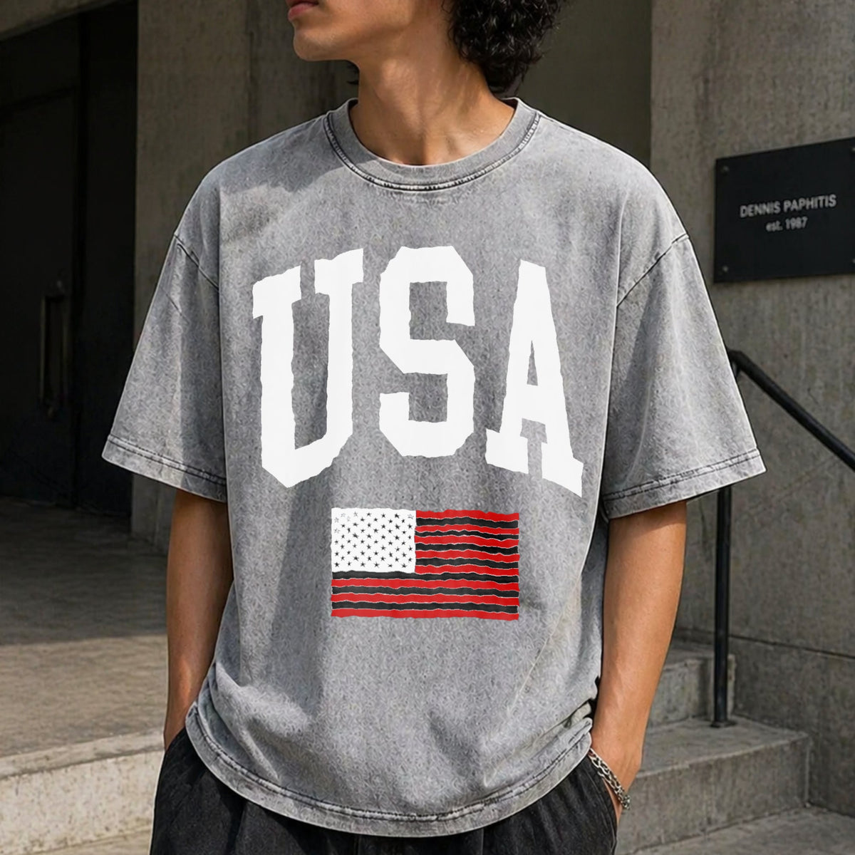 USA Flag - With Faded Aesthetic Vintage Washed T-Shirt product image 12
