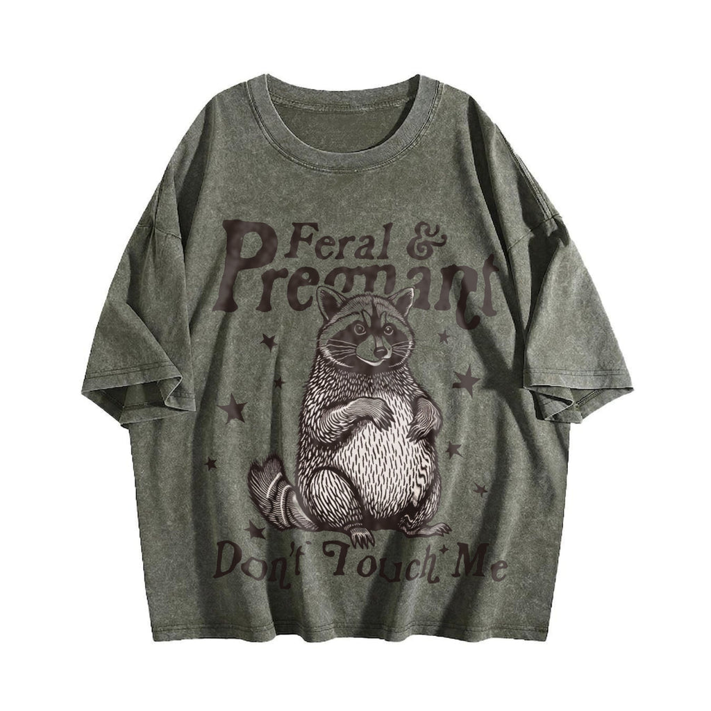 Feral And Pregnant Don't Touch Me Vintage Washed T-Shirt product image 4
