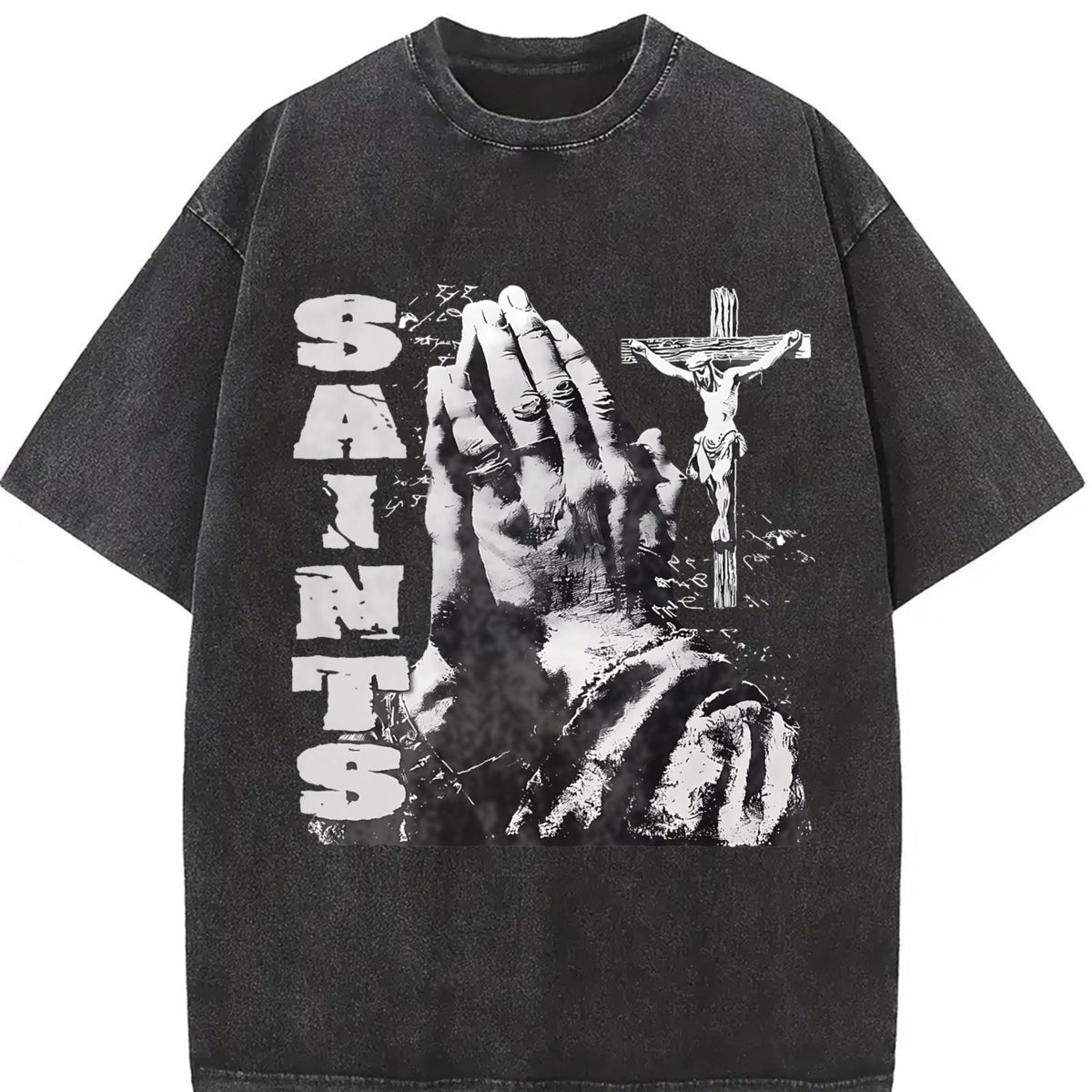 Saints Praying Hands Vintage Washed T-Shirt product image 2