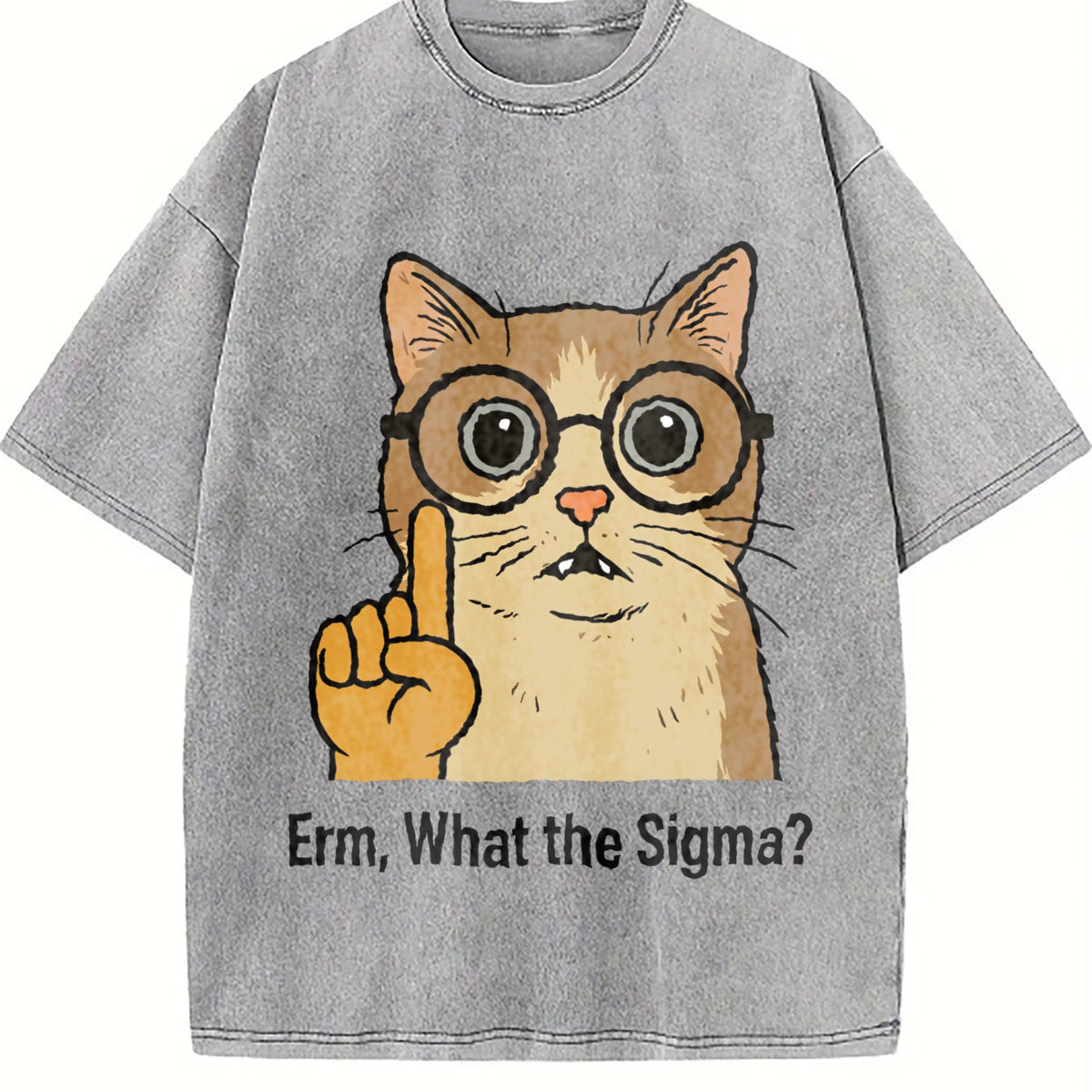 Sigma Cat Meme Vintage Washed T-Shirt product image 5