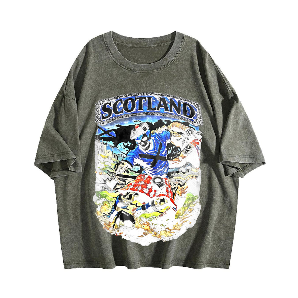 Scotland Skeleton Tartan Kilt Football Tank Vintage Washed product image 4