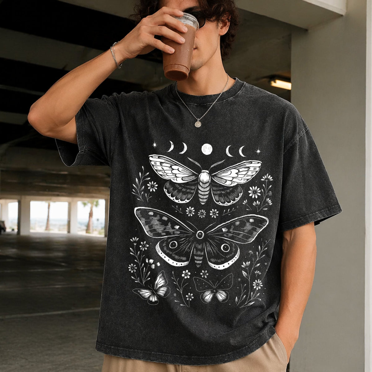 Moth Moon Vintage Washed T-Shirt product image 2