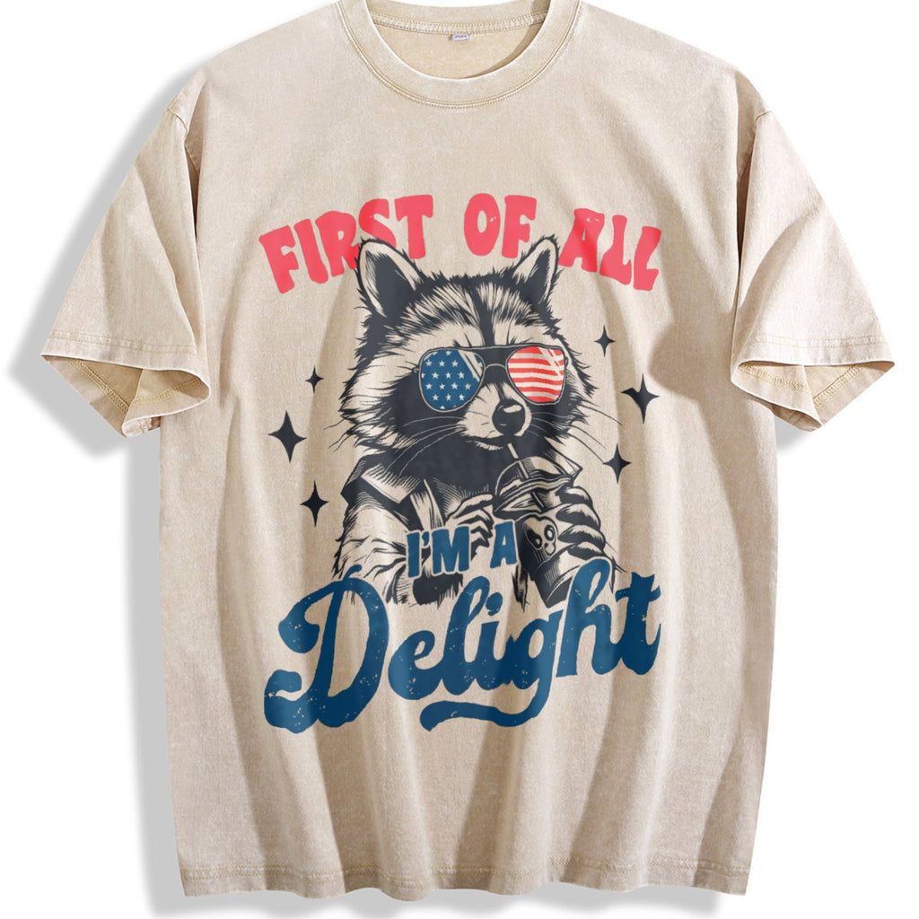 First Of All I'm A Delight Raccoon 4th Of July 90s Vintage product image 1