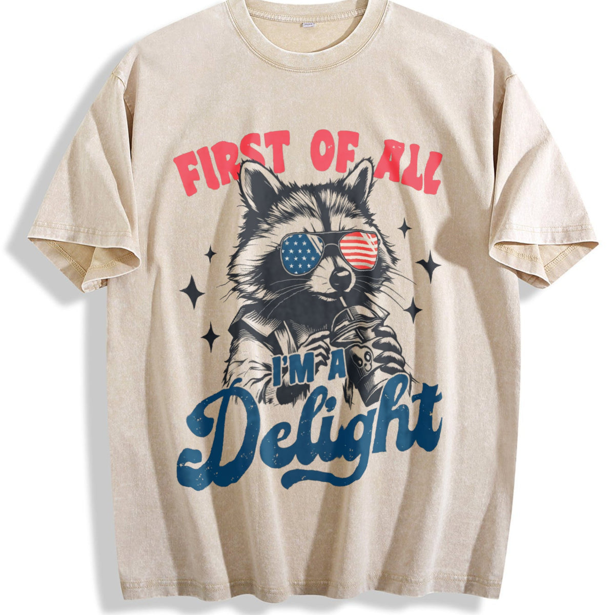 First Of All I'm A Delight Raccoon 4th Of July 90s Vintage product image 1