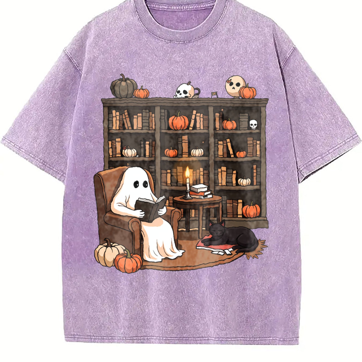 Ghost Reading Books Vintage Washed T-Shirt product image 6