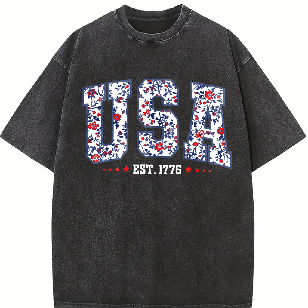 Floral USA Vintage Washed T-Shirt product image 2