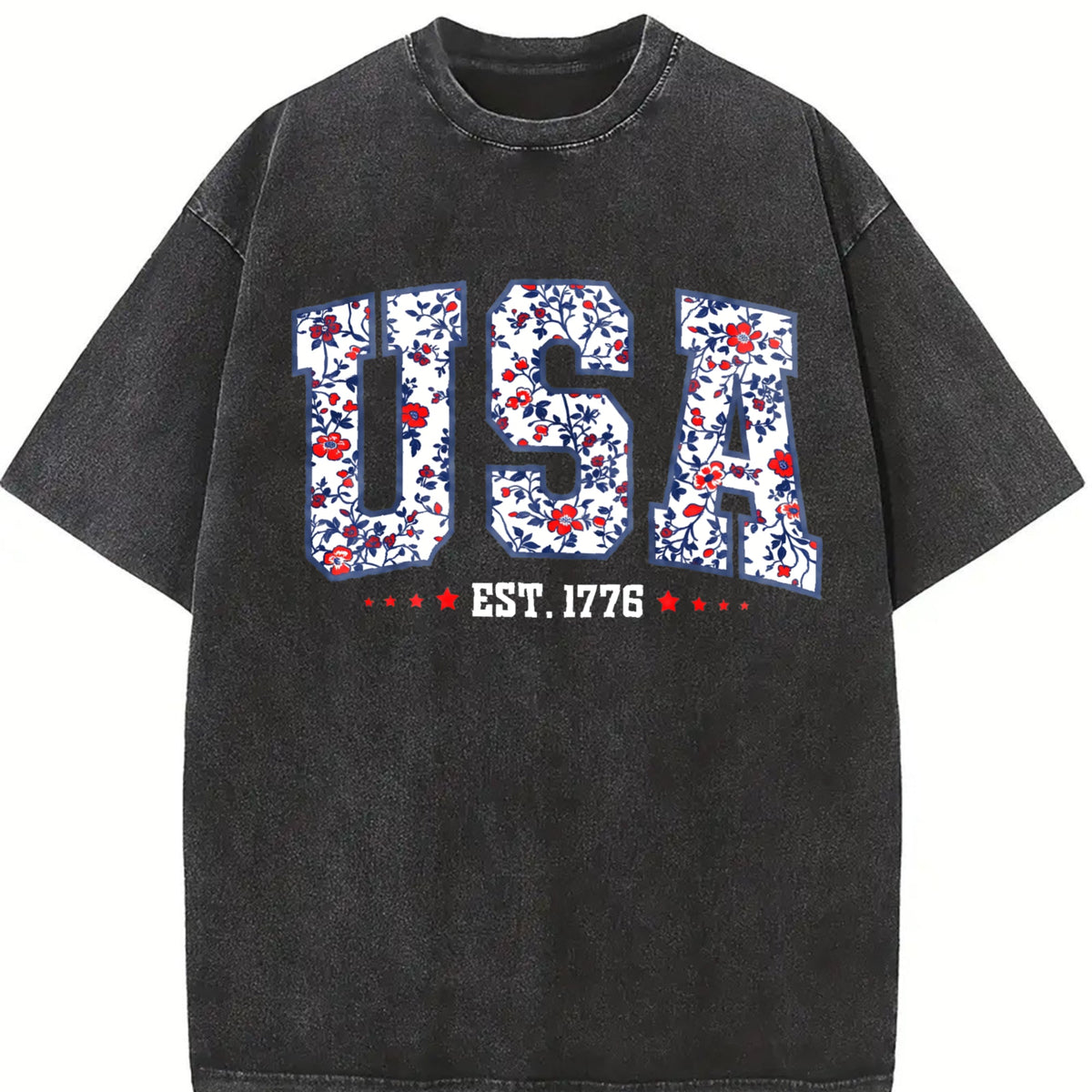 Floral USA Vintage Washed T-Shirt product image 2