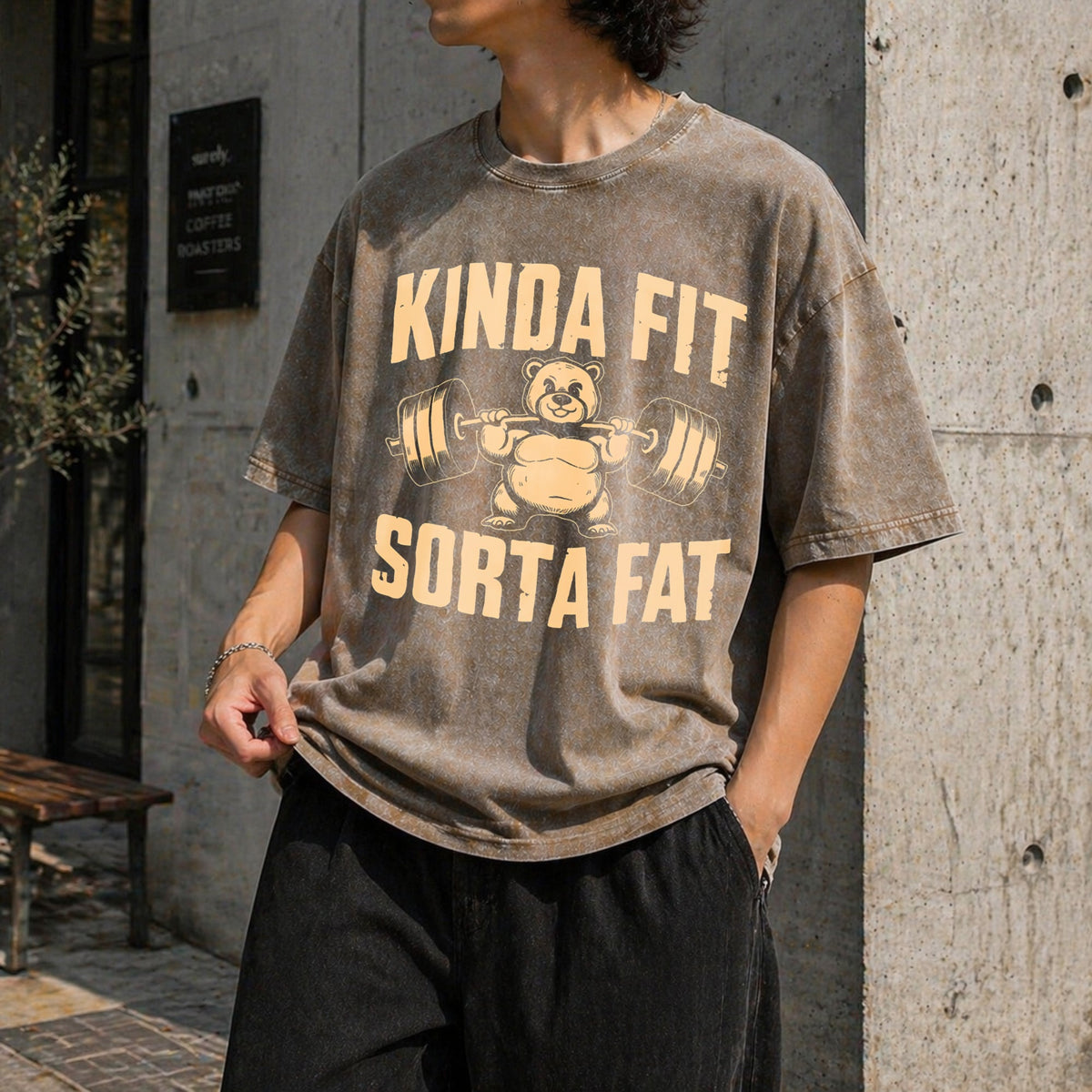 Funny Weightlifting Bear - Gym Vintage Washed T-Shirt product image 10