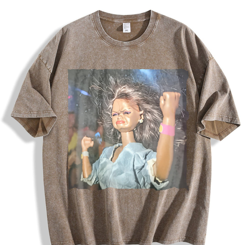 Angry Doll Raising a Fist Vintage Washed T-Shirt product image 3