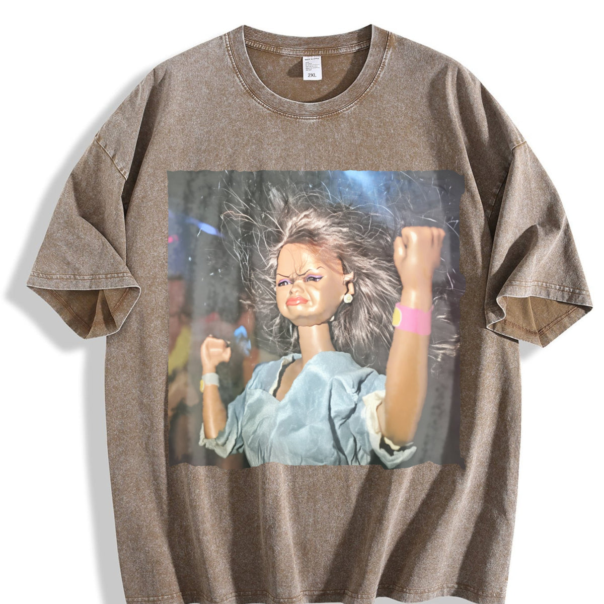 Angry Doll Raising a Fist Vintage Washed T-Shirt product image 3