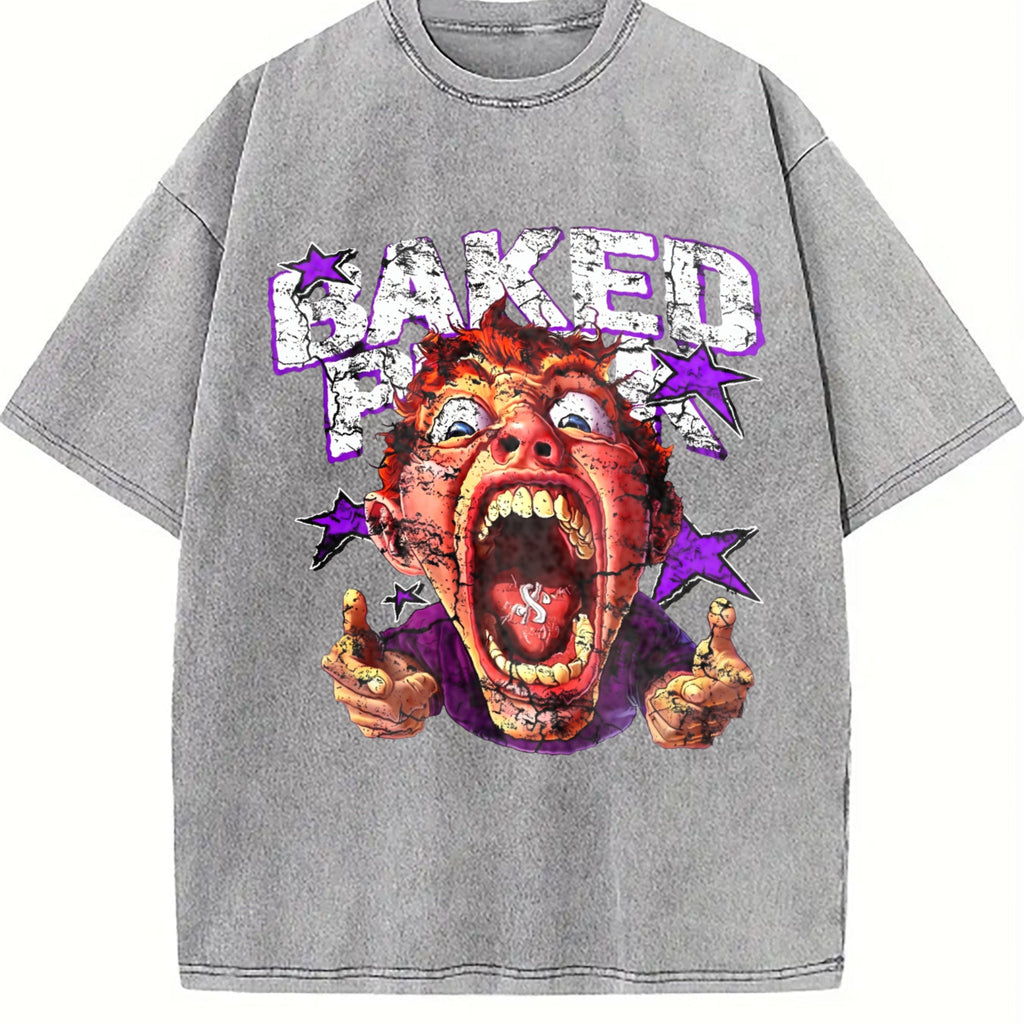 Funny Cartoon Face Vintage Washed T-Shirt product image 5
