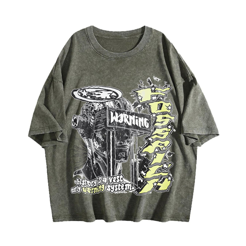Warning Cybernetic Head Vintage Washed T-Shirt product image 4