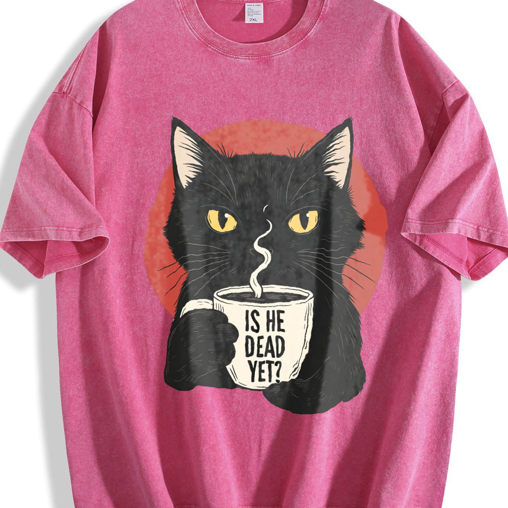 Is He Dead Yet Black Cat Vintage Washed T-Shirt product image 7