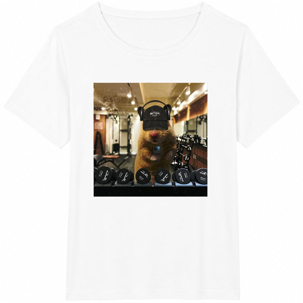Funny Gym Hamster Selfie Cotton T-Shirt product image 2
