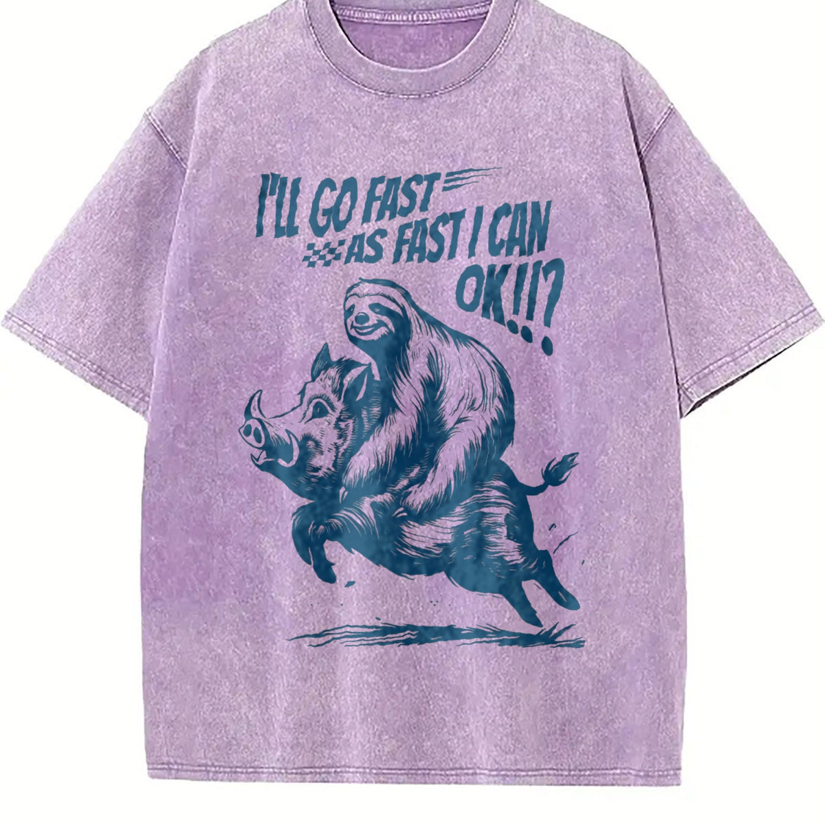 Sloth Riding A Boar 90s Vintage Washed T-Shirt product image 6
