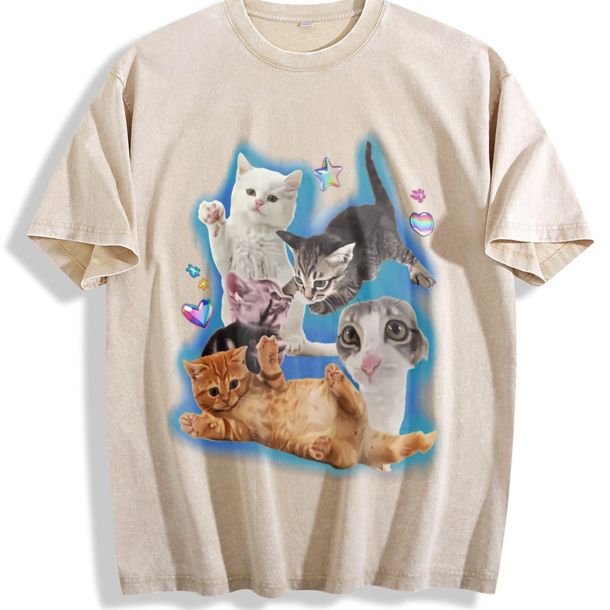 Y2K Silly Cat Vintage Washed T-Shirt product image 1