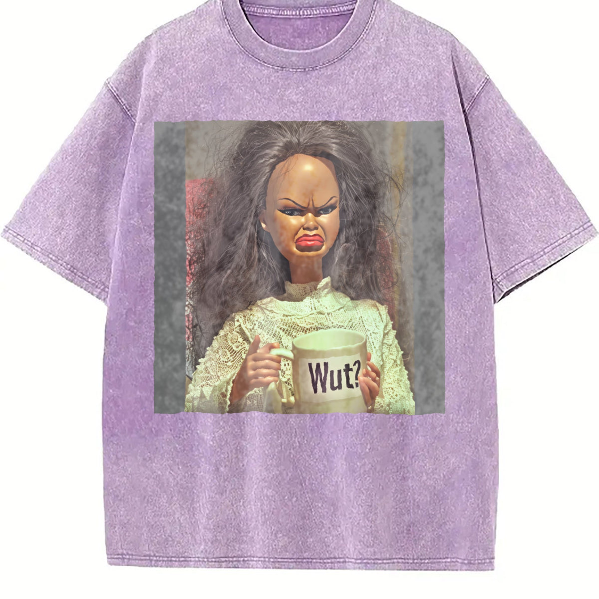 Grumpy Doll with Wut Mug Vintage Washed T-Shirt