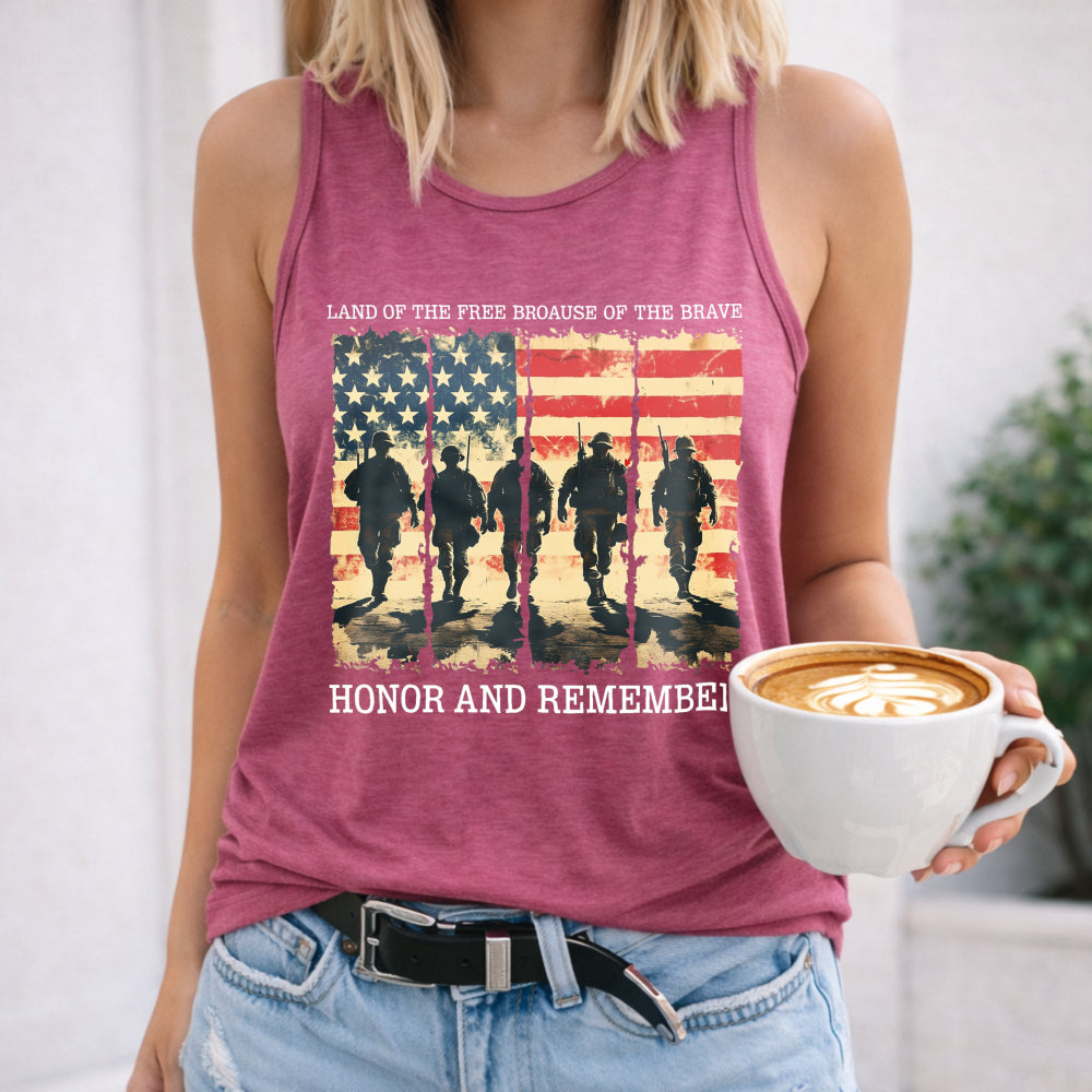 Land Of The Free Because Of The Brave Honor And Remember Women's Tank Top