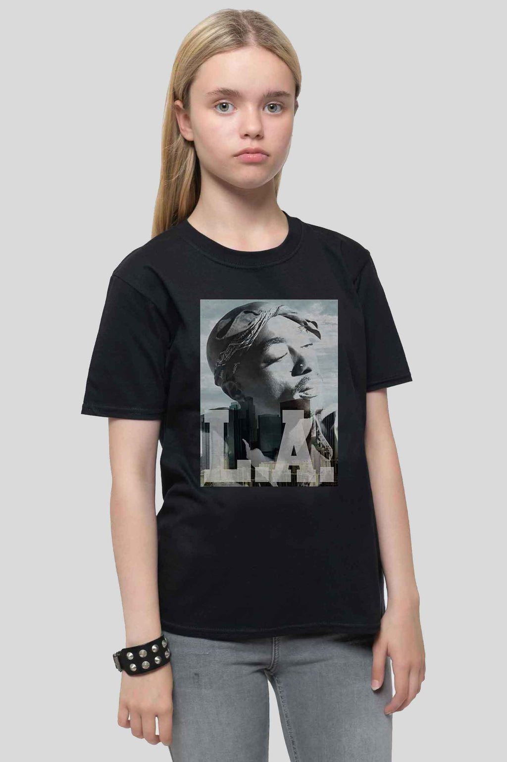 Tupac Kids LA Skyline Portrait T Shirt product image 1