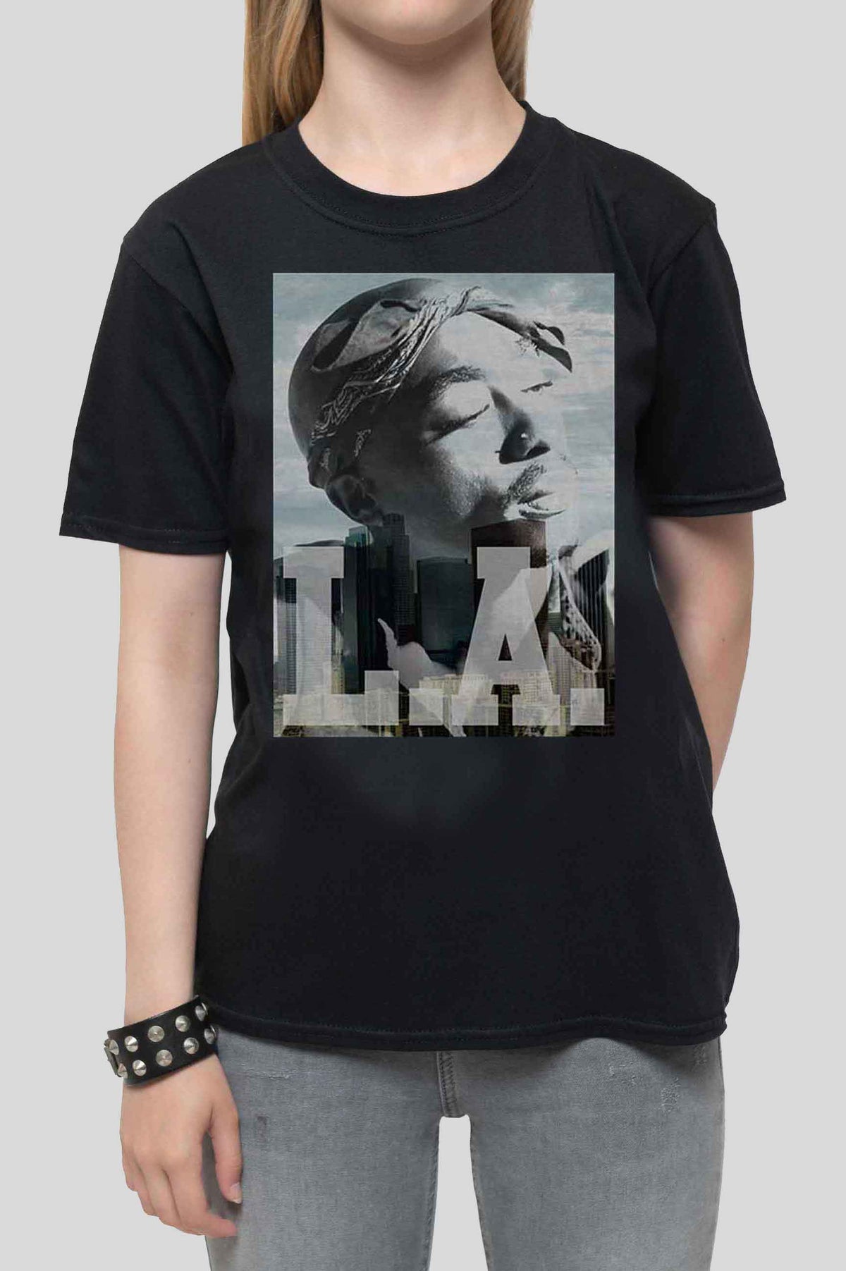 Tupac Kids LA Skyline Portrait T Shirt product image 3