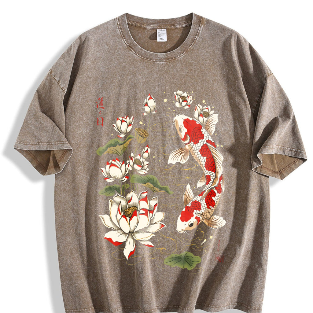 Koi Fish Lotus Floral 100 Y2K Boxy Aesthetic Summer Vintage product image 3